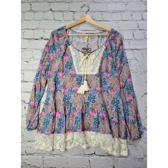 Matilda Jane Make Believe Sew Perfect Blouse Pleasant Top Purple Motif NWT Sz S - Picture 1 of 11